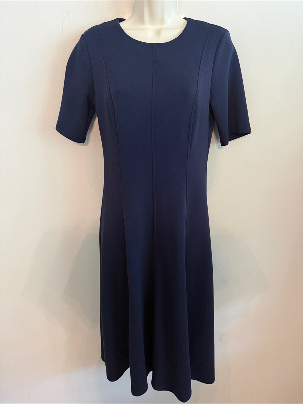 Banana Republic Navy Short-Sleeve Midi Dress